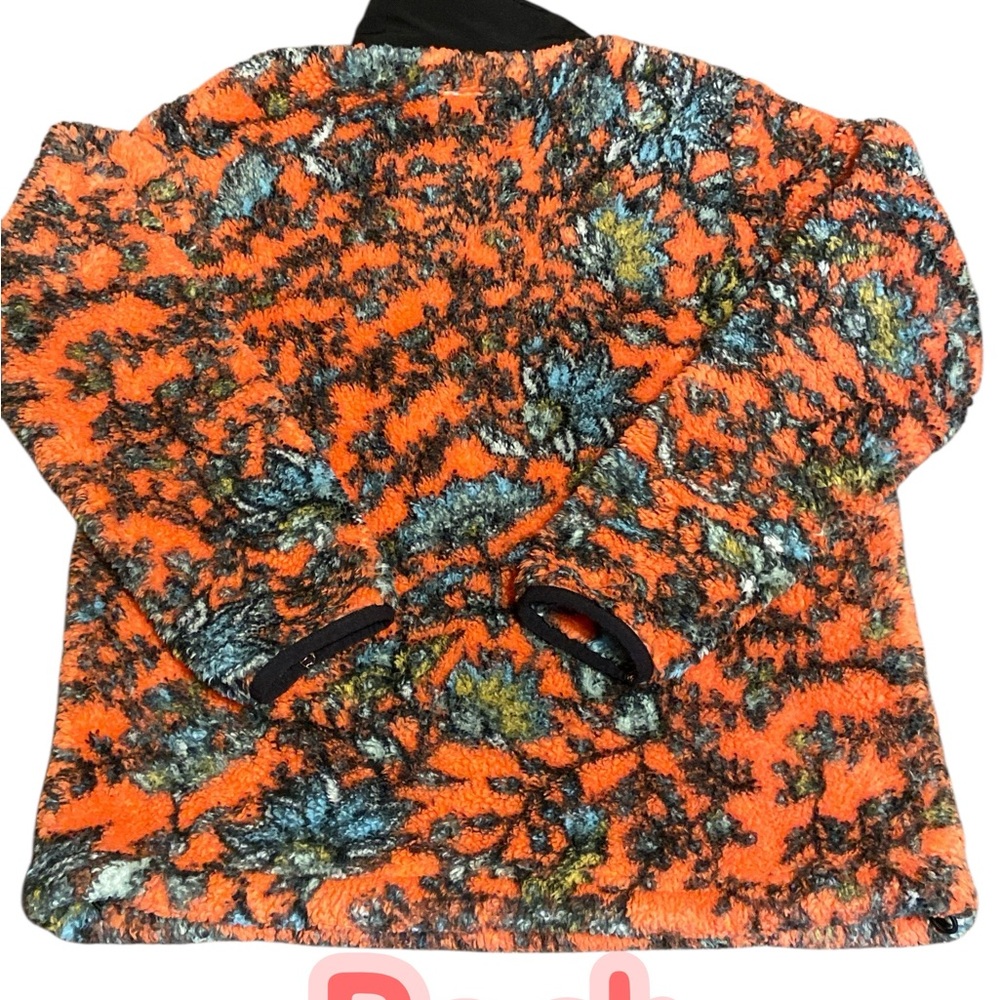 Hooey Orange and Black Patterned Fleece chunky Pullover - Picture 4 of 4